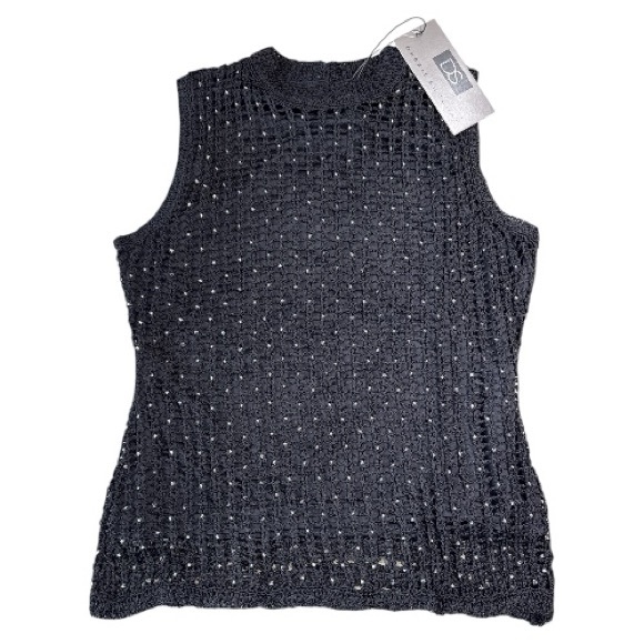 Debbie Shuchat Sleeveless Top Black with Sequins - Picture 4 of 7